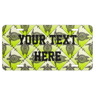 Shamanic Sea Turtles Pattern - green License Plate