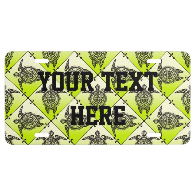 Shamanic Sea Turtles Pattern - green License Plate (Front)
