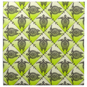 Shamanic Sea Turtles Pattern - green Napkin