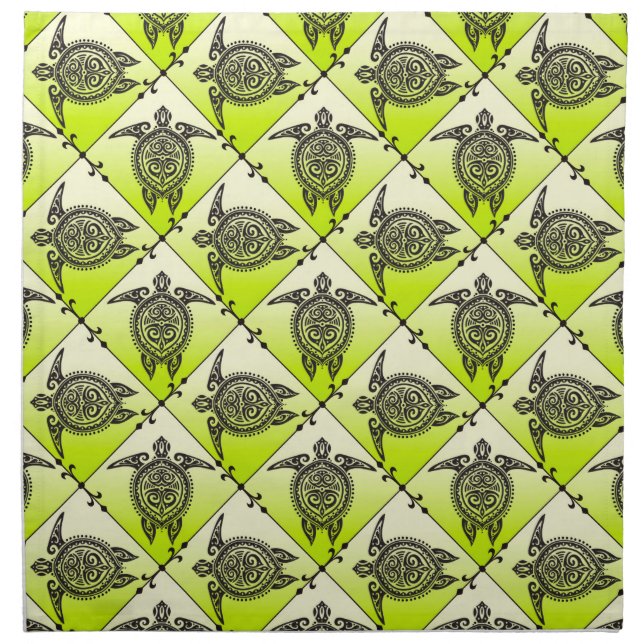 Shamanic Sea Turtles Pattern - green Napkin (Front)
