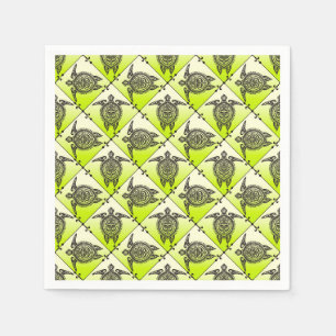 Shamanic Sea Turtles Pattern - green Paper Napkins