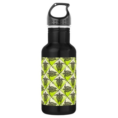 Shamanic Sea Turtles Pattern _ green Stainless Steel Water Bottle