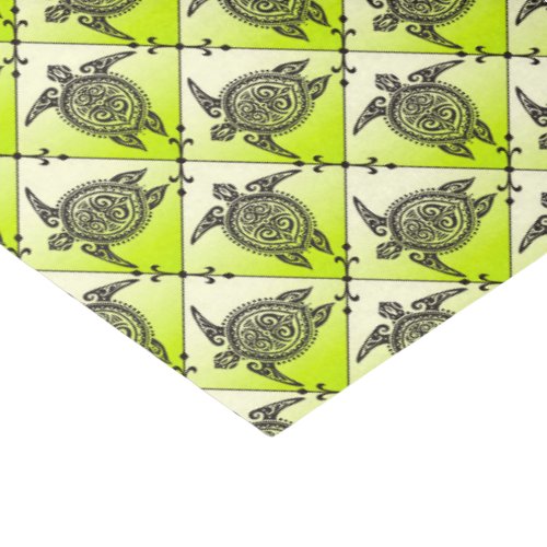 Shamanic Sea Turtles Pattern _ green Tissue Paper