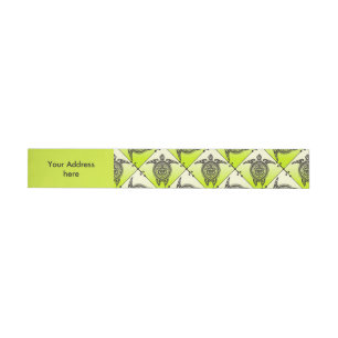 Shamanic Sea Turtles Pattern - green Wrap Around Address Label