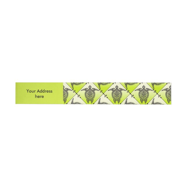 Shamanic Sea Turtles Pattern - green Wrap Around Address Label (Individual)