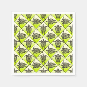 Shamanic Sea Turtles Pattern - green + your idea Napkins