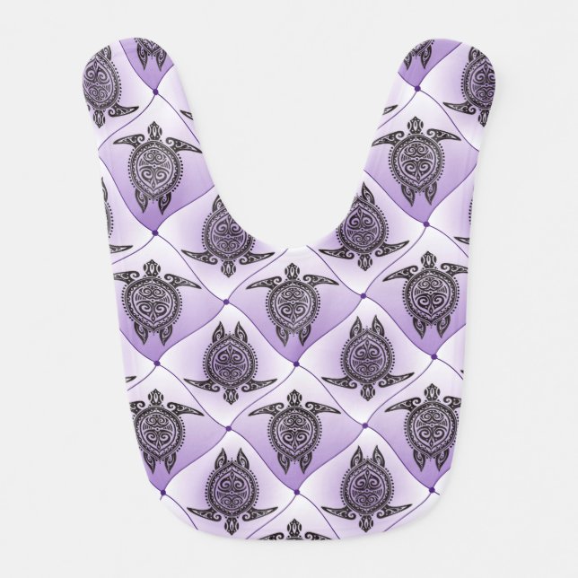 Shamanic Sea Turtles Pattern - violet Bib (Front)