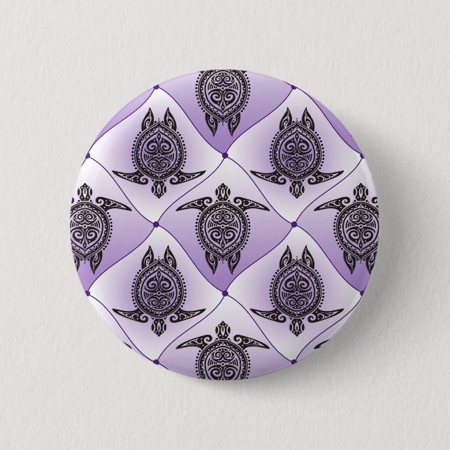 Shamanic Sea Turtles Pattern - violet Button (Front)