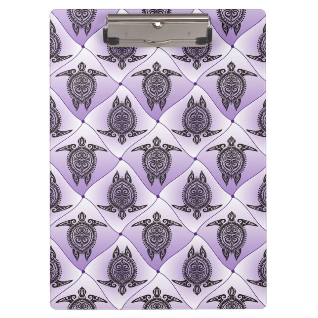 Shamanic Sea Turtles Pattern - violet Clipboard (Front)