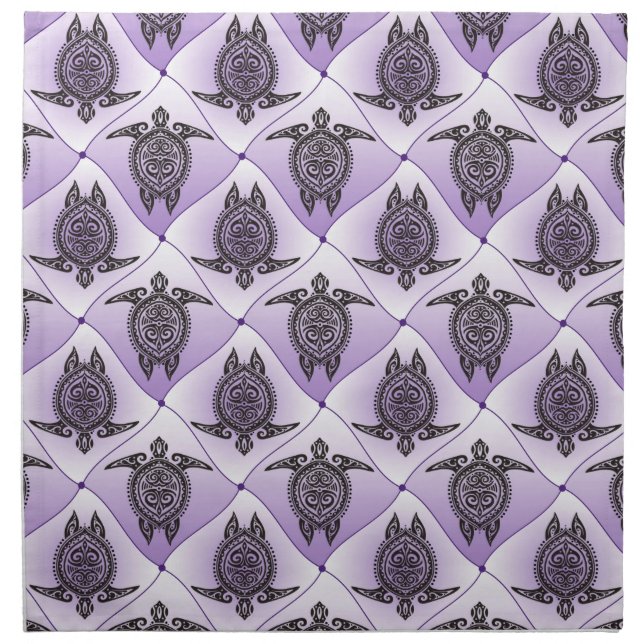 Shamanic Sea Turtles Pattern - violet Cloth Napkin (Front)