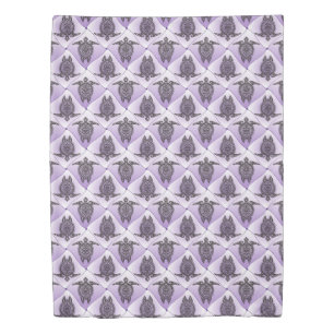 Shamanic Sea Turtles Pattern - violet Duvet Cover