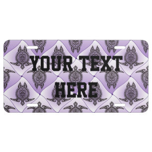 Shamanic Sea Turtles Pattern - violet License Plate