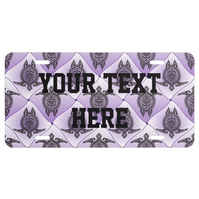 Shamanic Sea Turtles Pattern - violet License Plate (Front)