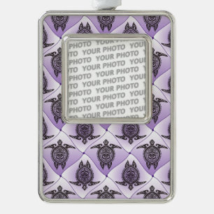 Shamanic Sea Turtles Pattern - violet Ornament