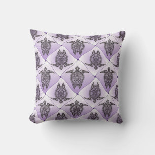 Shamanic Sea Turtles Pattern - violet Outdoor Pillow