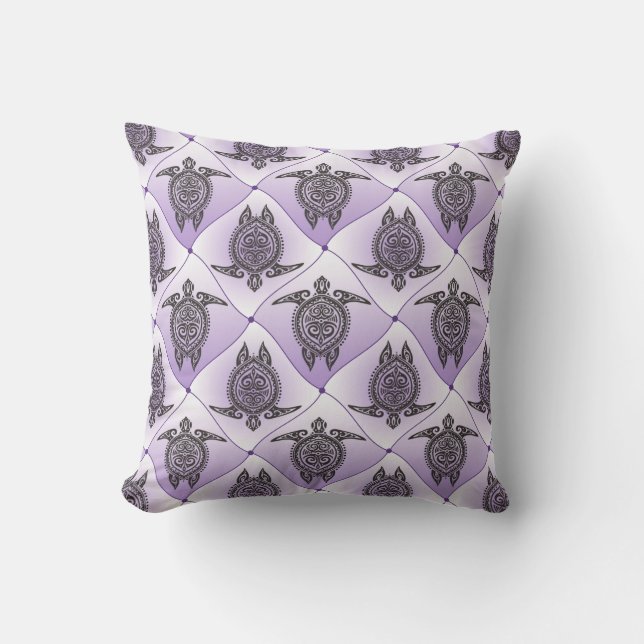 Shamanic Sea Turtles Pattern - violet Outdoor Pillow (Front)