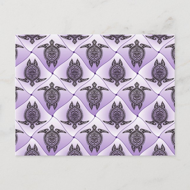 Shamanic Sea Turtles Pattern - violet Postcard (Front)