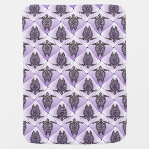 Shamanic Sea Turtles Pattern - violet Receiving Blanket