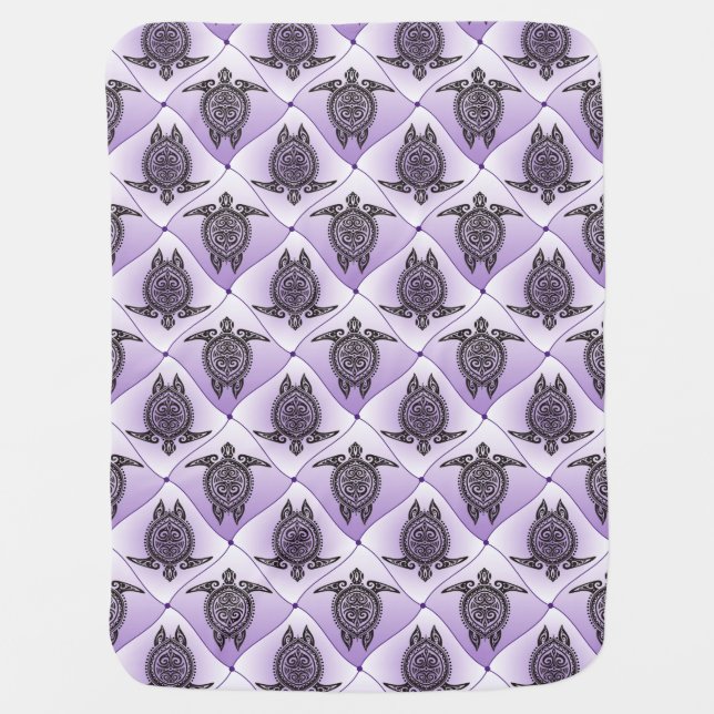 Shamanic Sea Turtles Pattern - violet Receiving Blanket (Front)