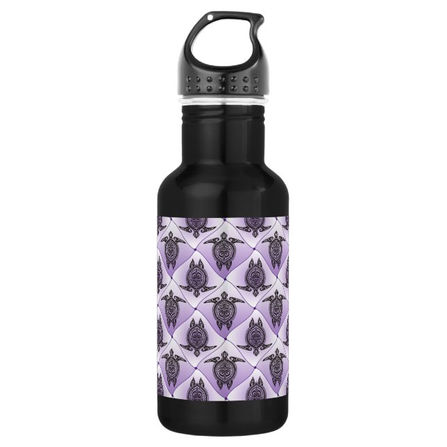 Shamanic Sea Turtles Pattern - violet Stainless Steel Water Bottle (Front)