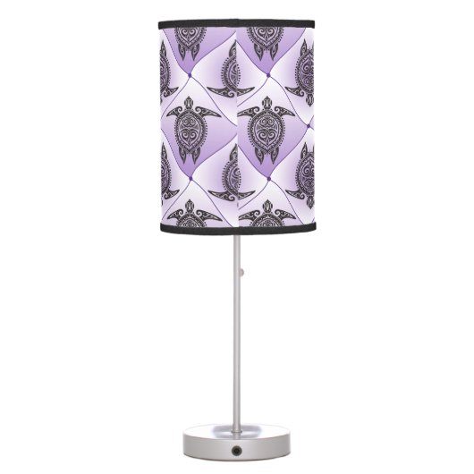 Shamanic Sea Turtles Pattern - violet Table Lamp (Back)