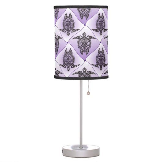 Shamanic Sea Turtles Pattern - violet Table Lamp (Left)
