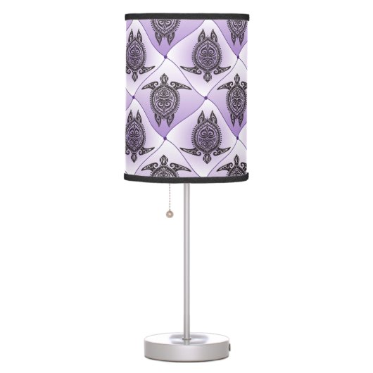 Shamanic Sea Turtles Pattern - violet Table Lamp (Right)