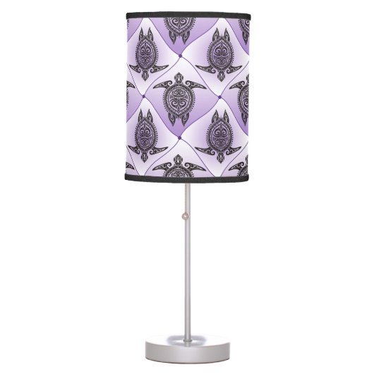Shamanic Sea Turtles Pattern - violet Table Lamp (Front)