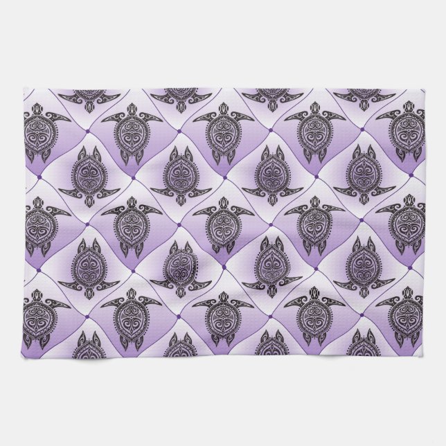 Shamanic Sea Turtles Pattern - violet Towel (Horizontal)