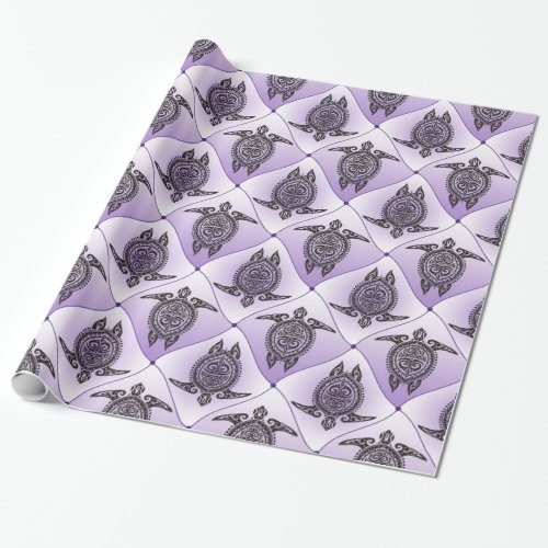 Shamanic Sea Turtles Pattern _ violet Wrapping Paper