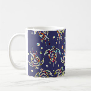 Shamanic Sea Turtles Pattern + your backgr. color Coffee Mug