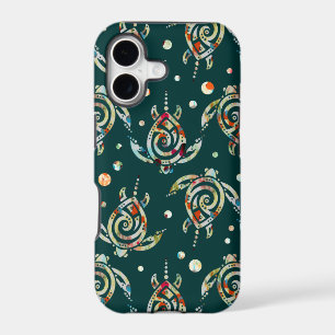 Shamanic Sea Turtles Pattern + your backgr. color iPhone 17 Case