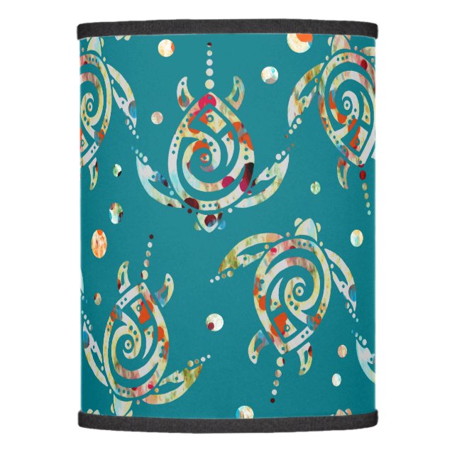 Shamanic Sea Turtles Pattern + your backgr. color Lamp Shade (Front)