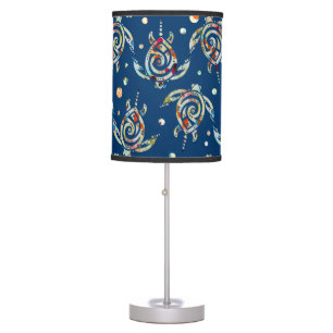Shamanic Sea Turtles Pattern + your backgr. color Table Lamp