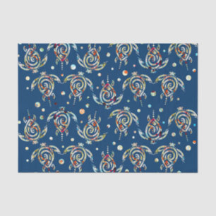 Shamanic Sea Turtles Pattern + your backgr. color Tissue Paper
