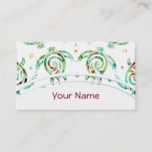Shamanic Sea Turtles Seamless Pattern  your back Business Card