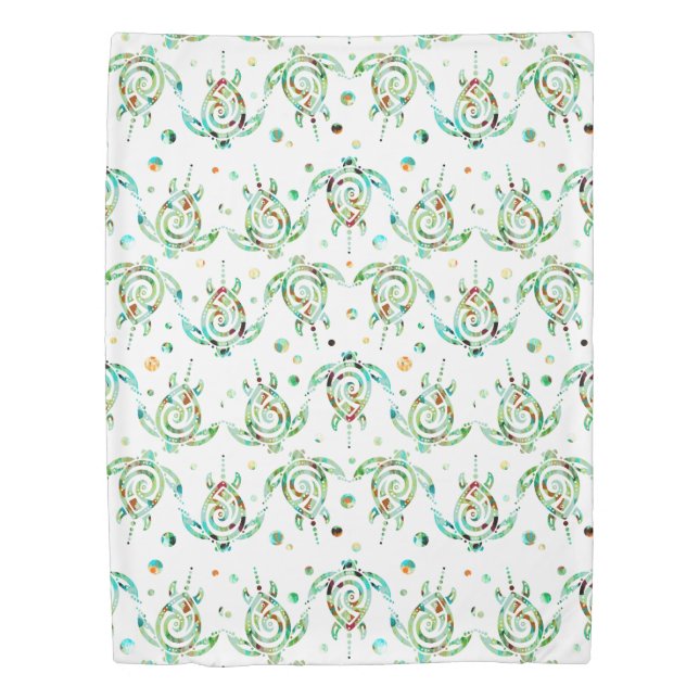 Shamanic Sea Turtles Seamless Pattern + your back. Duvet Cover (Front)