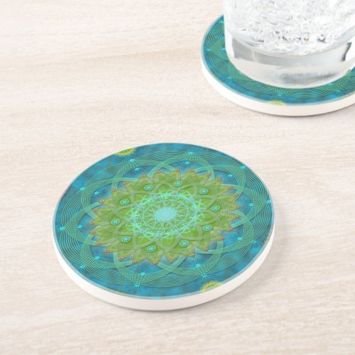 Shambala Tantric Nymphaea mandala art Coaster