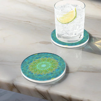 Shambala Tantric Nymphaea mandala art Coaster
