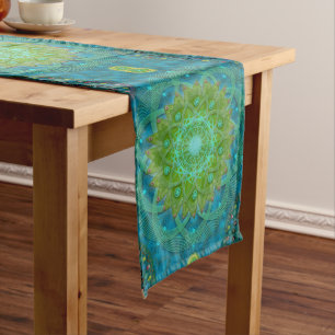 Shambala Tantric Nymphaea mandala art Long Table Runner