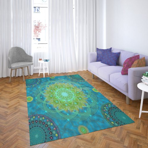 Shambala Tantric Nymphaea mandala art Rug