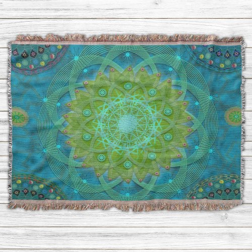 Shambala Tantric Nymphaea mandala art Throw Blanket