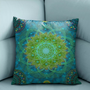 Shambala Tantric Nymphaea mandala art  Throw Pillow