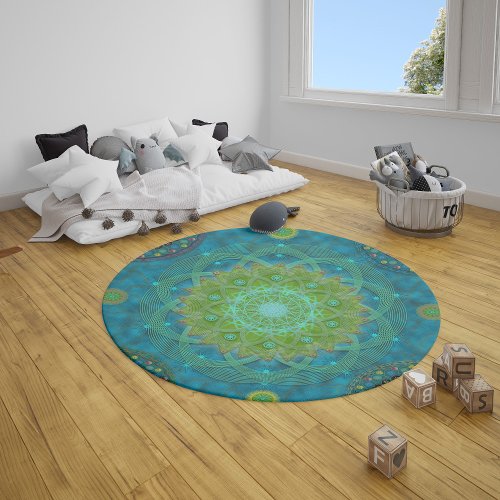 Shambala Tantric Nymphaea mandala round rug