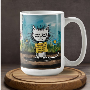Shamed Cat Sign Funny Phrase Cute Cartoon Coffee Mug