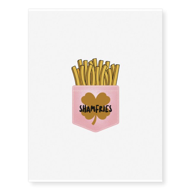 Shamfries pocket st patrick's day shamrock clover. temporary tattoos (Front)