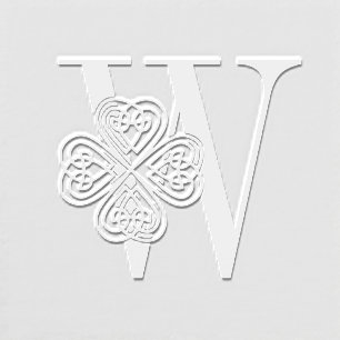 Shamrock 4 Leaf Clover Over Single Initial #3 Embosser