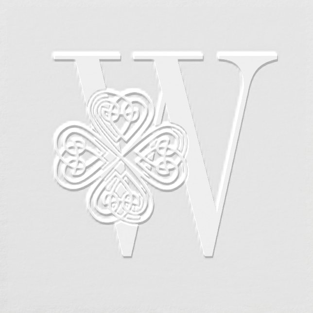 Shamrock 4 Leaf Clover Over Single Initial #3 Embosser (Design)