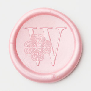 Shamrock 4 Leaf Clover Over Single Initial #3 Wax Seal Sticker