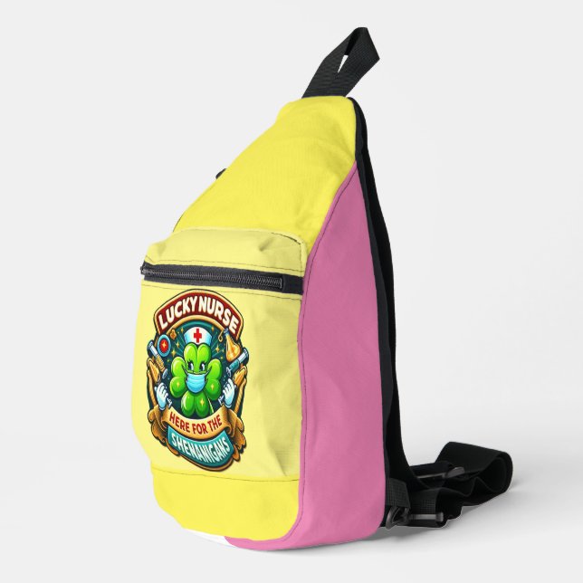 Shamrock Adorned Lucky Nurse shenanigan Sling Bag (Right Corner)